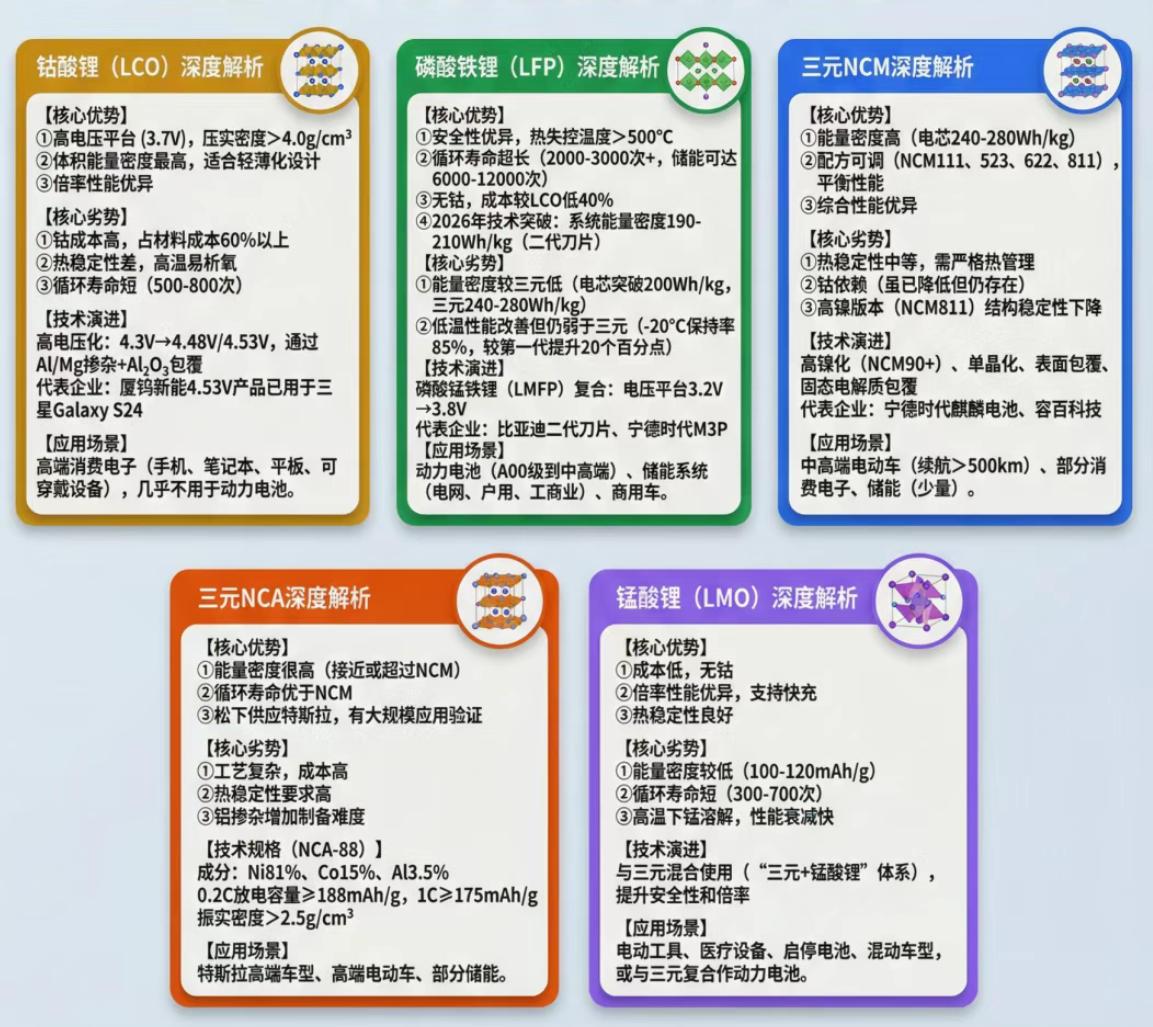 五大主流正极材料简介